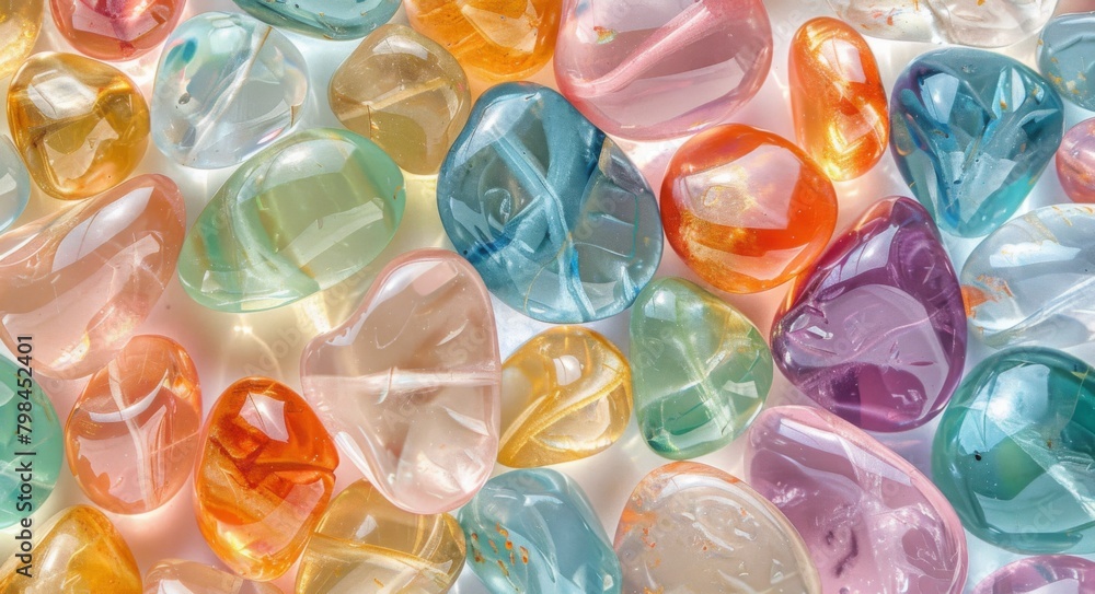 Colorful transparent and glossy polished smooth gemstones Colorful transparent and glossy polished smooth gemstones