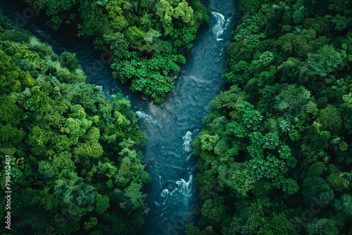 serene river flowing through lush landscape top view on white nature photography