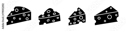 Cheese icon illustration. Black and white cheese icon set. Stock vector collection. photo