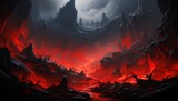 赤と黒の不気味な地獄の背景イラスト