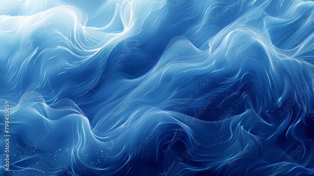 Fototapeta premium Blue abstract background, looks like an ocean of blue silk or fur.