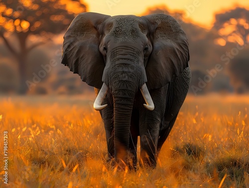 Ethereal Elephant in Golden Hour Glow