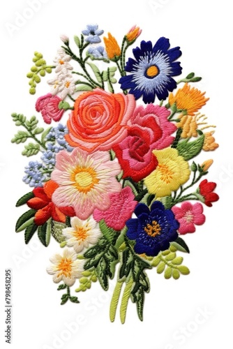 Flower bouquet embroidery pattern plant