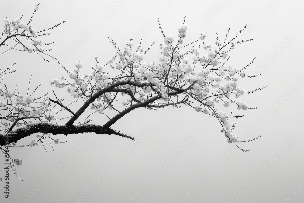 custom made wallpaper toronto digitalcherry blossom tree in the mist, monochrome tone