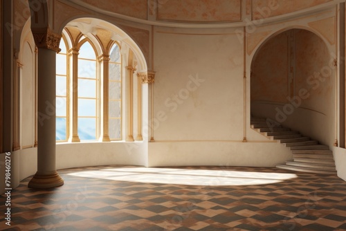 Inside castle empty architecture staircase building