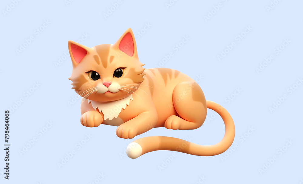 Fototapeta premium Cat lie down 3D illustration