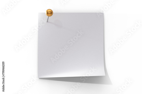 Pin set with paper notice isolated on transparent background. SPACE FOR TEXT