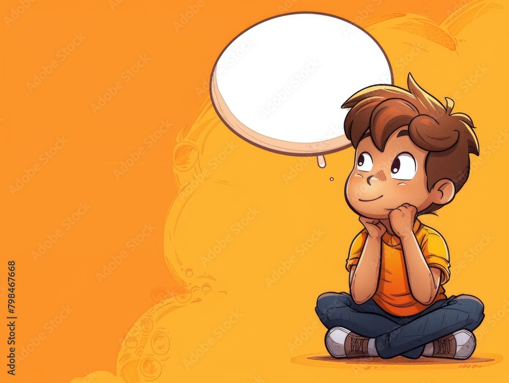The little boy's dream, imagination. Color illustration The little boy's dream, imagination. Color illustration