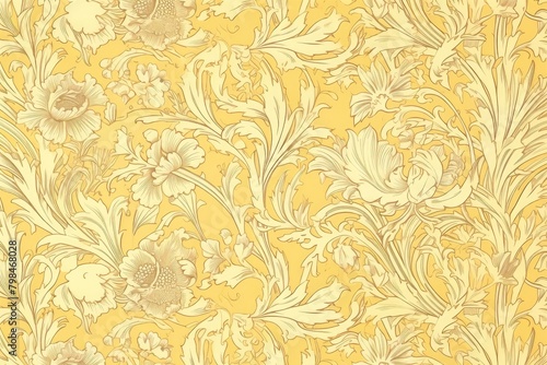 Daffodil toile wallpaper pattern art.