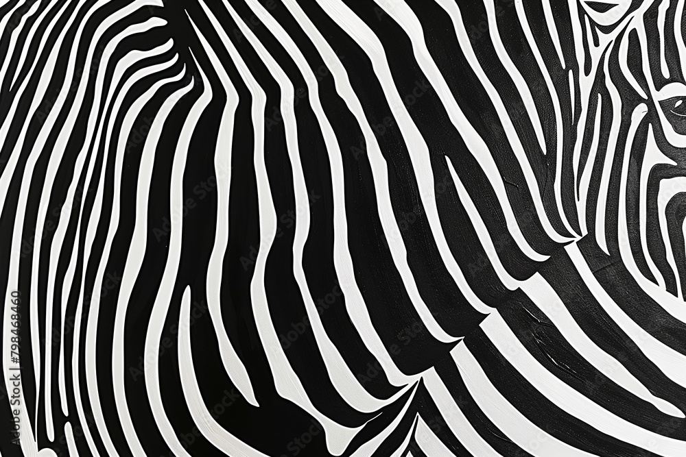 An illustration of a zebra's stripe pattern, reduced to a few elegant lines in black and white
