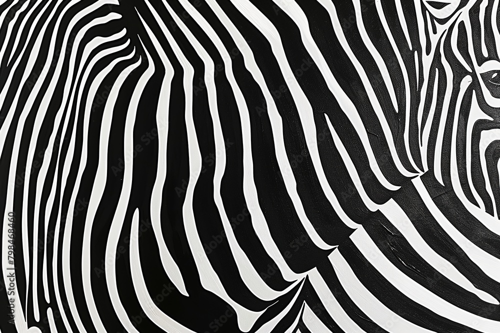 An illustration of a zebra's stripe pattern, reduced to a few elegant lines in black and white An illustration of a zebra's stripe pattern, reduced to a few elegant lines in black and white
