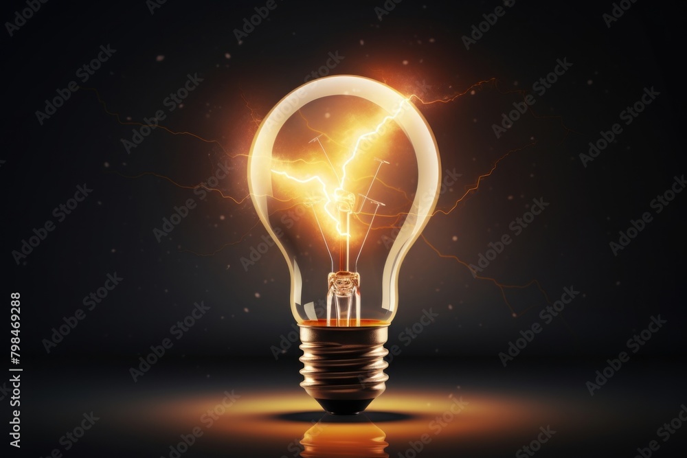 Light bulb with lightning innovation bright. Light bulb with lightning innovation bright.