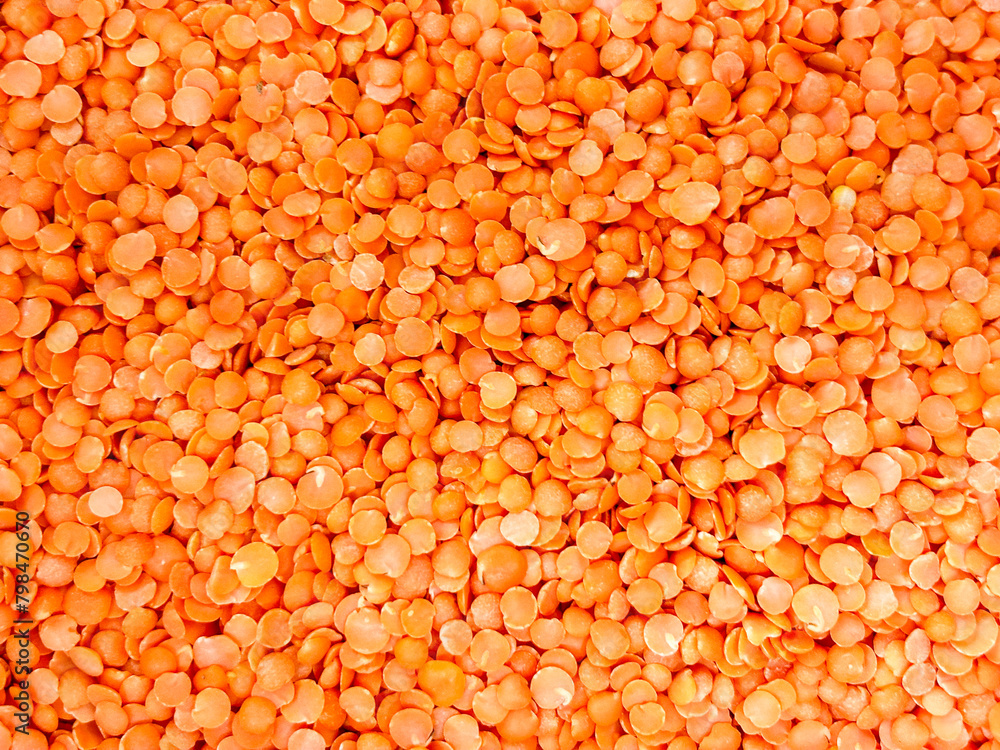 A pile of red lentils (Masoor Dal).