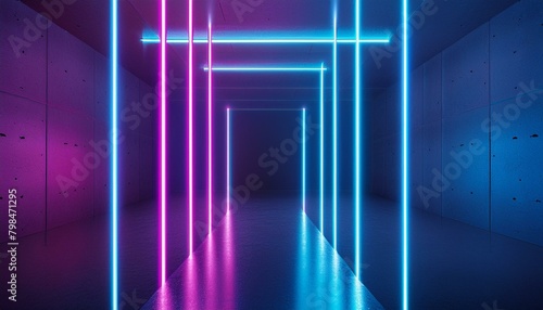 Futuristic Flare: Sci-Fi Stage with Purple and Blue Neon