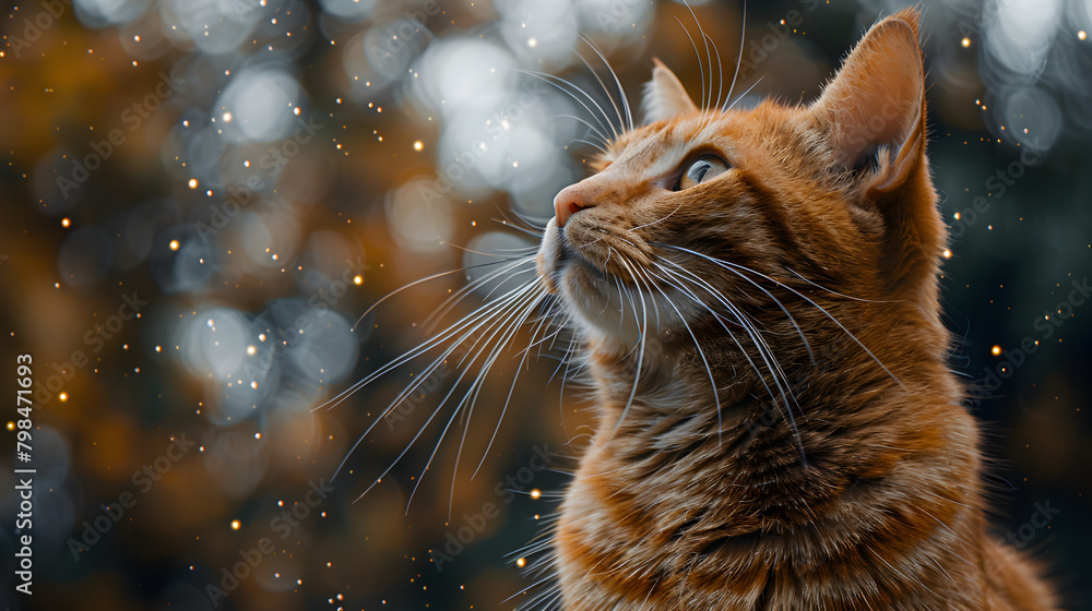 starry sky and lonely cat