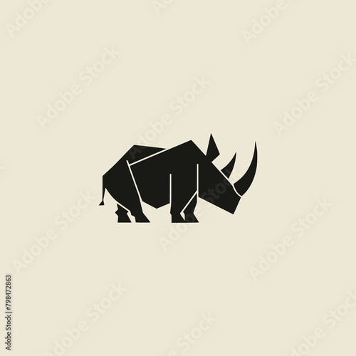 simple rhinoceros negative space style wild animal logo vector illustration template design