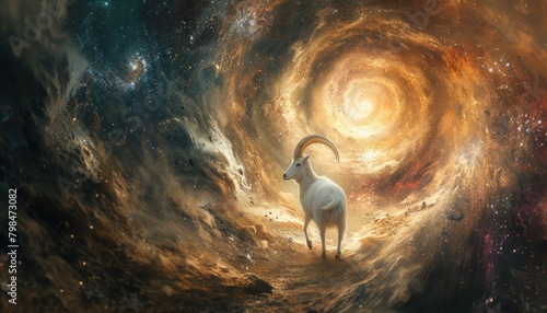 Goat and galaxy. photo