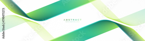 Abstract background with a green geometric curve line. Modern minimal trendy lines pattern horizontal. Vector illustration photo