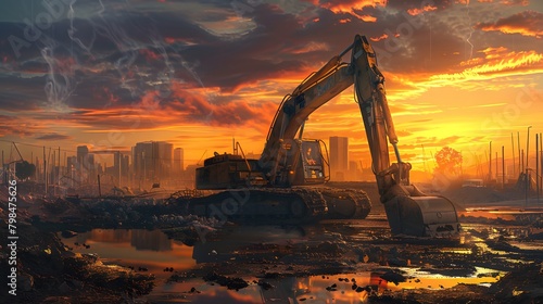 bulldozer heavy equipment illustration created using AI