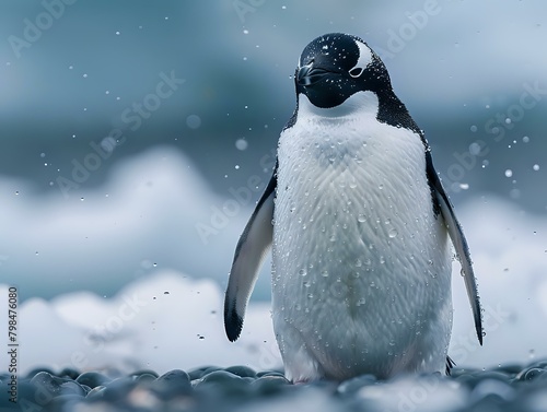 Awe-Inspiring Penguin in Arctic Splendor: A Stunning Wildlife Portrait
