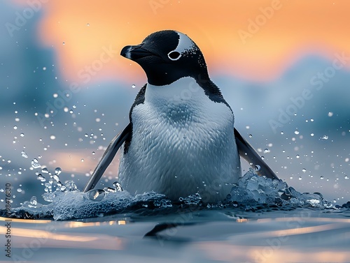 Majestic Penguin in Arctic Splendor: A Stunning Wildlife Portrait