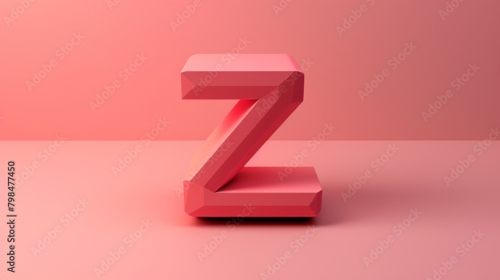 The minimalist design of the 3D letter Z in coral stands elegantly against a soft pink backdrop, offering a modern visual appeal. The minimalist design of the 3D letter Z in coral stands elegantly against a soft pink backdrop, offering a modern visual appeal.