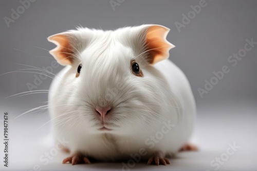 'pig guinea backgrou front porcellus white cavia sniffing pet alert animal themes attentive breed brown copy space cut-out domestic full-length indoor isolated on looking away up mammal nature no' photo