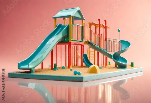 3d rendered illustration of a slide in the playground, 