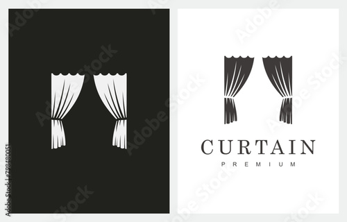 Curtain minimalist logo design icon vector template