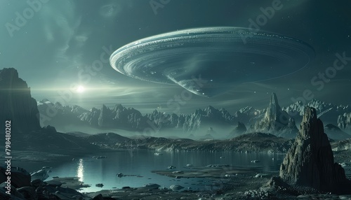 Alien Encounters, Imagine the thrilling moment when explorers make contact with extraterrestrial civilizations during their deep space travels photo
