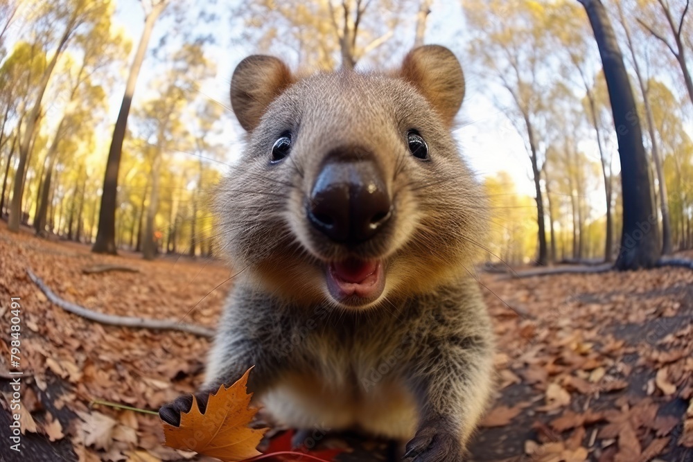 Obraz premium Selfie quokka wildlife outdoors animal.
