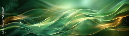 Soft Green Waves: Abstract design with flowing green smoke, gentle textures, and subtle curves on a smooth background, blending colors and light