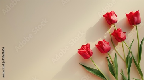 rose flowers on ivory background with copy space for text  backdrop mockup template design concept