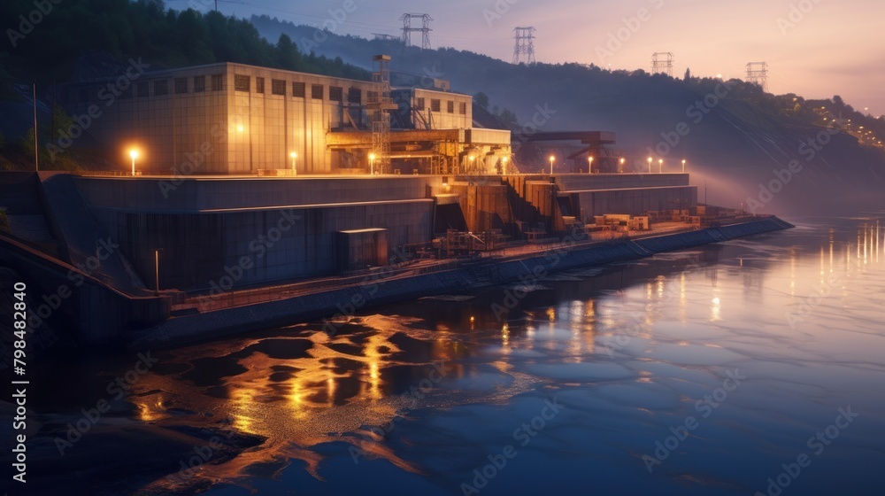hydroelectric dams release water at night to prevent the risk of flooding.AI generated image