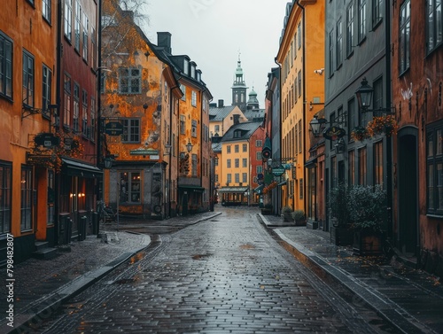 A street view of Stockholm, Sweden, showcasing clean lines and simplicity.