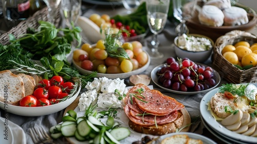 Traditional Swedish food arranged artistically in a minimalist style.