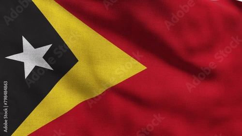 High detailed flag of East Timor. National East Timor flag. Asia. 3D Render. photo
