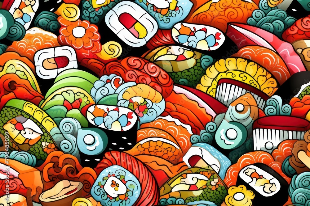 Sushi art backgrounds doodle. Sushi art backgrounds doodle.