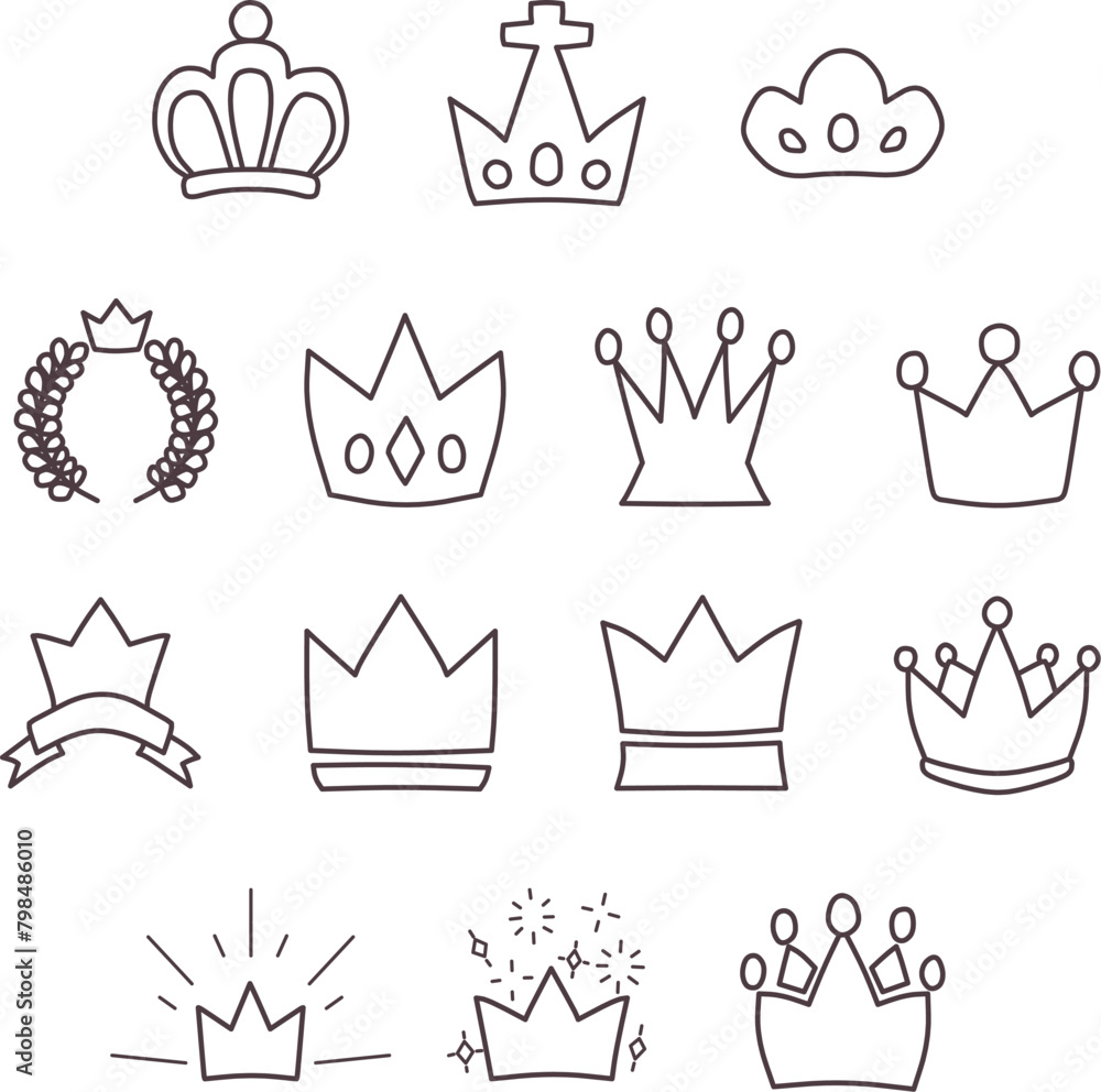 Fototapeta premium ランキングなどに使える色々な王冠のイラストセット
