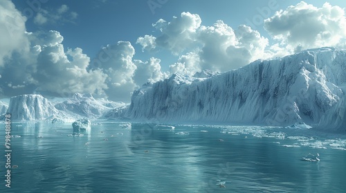 Arctic Breakdown: Dramatic Scene of Massive Ice Shelf Breaking Apart, Creating Huge Icebergs in the Ocean © Exnoi