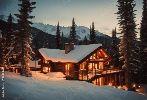 warm interior coziness winter ski lodgem vibes Rustic mountain © sandra