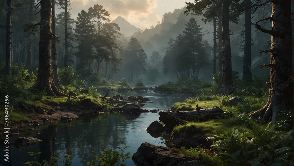 Fototapeta premium Nature and Environmental Awareness Beautiful and detailed depictions of untouched natural environments, often emphasizing conservation and the beauty of nature ai_generated