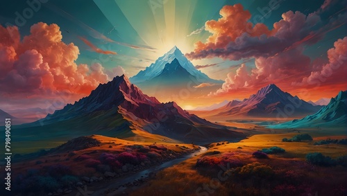 Surreal and Abstract Art Focus on dream-like landscapes, impossible geometries, and vibrant, surreal environments ai_generated