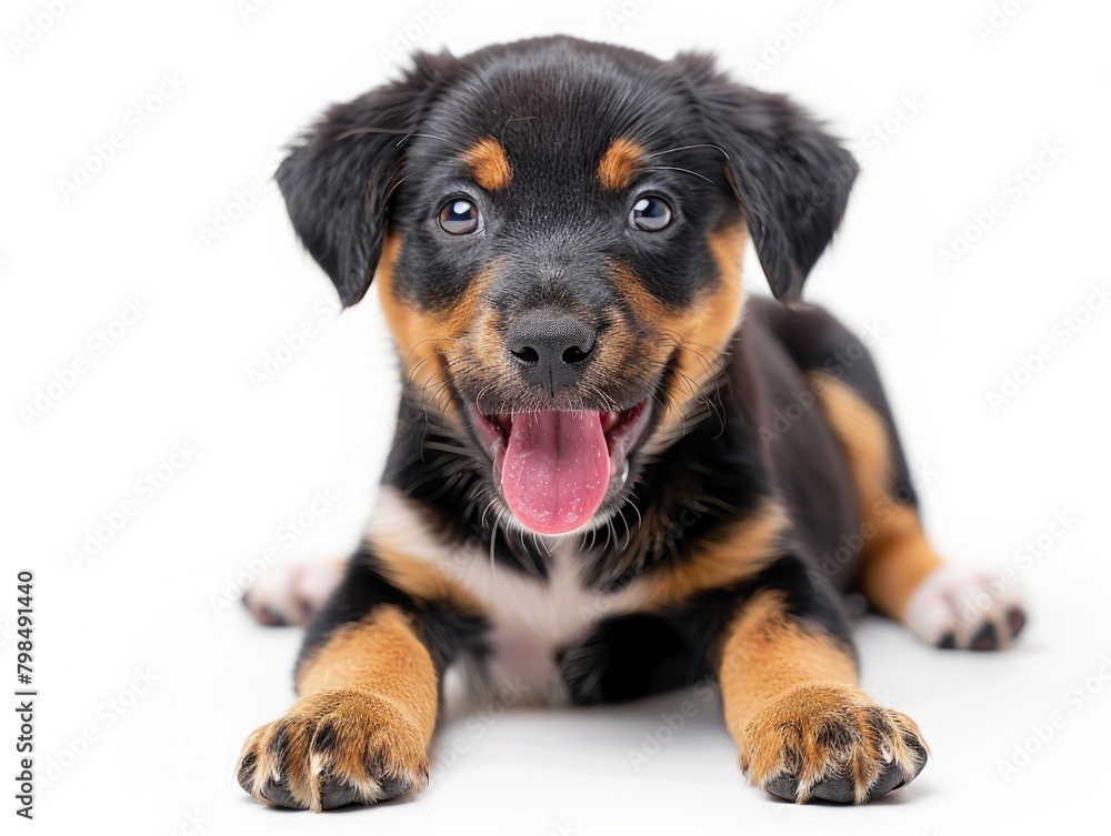 A small dog with a white background