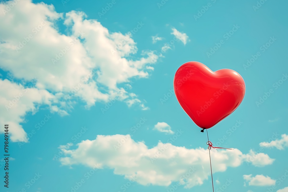heart shaped balloons in sky