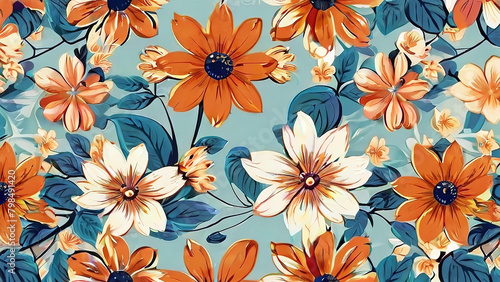 Vintage colorful floral pattern illustration background