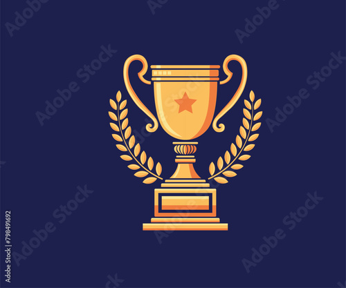 golden Trophy with Laurel Wreath vector