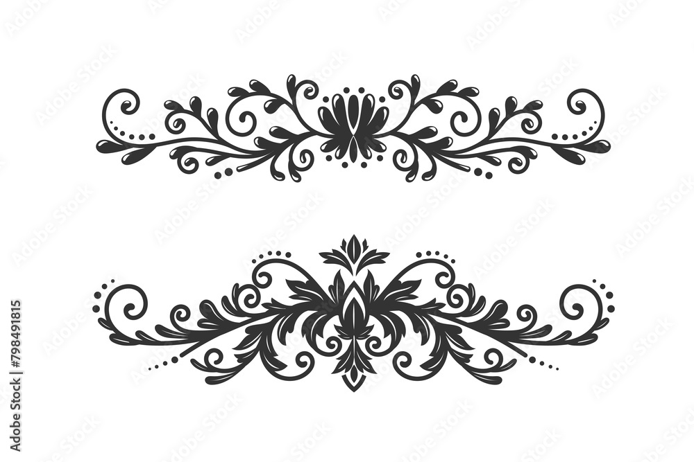 hand drawn decorative floral and ornaments