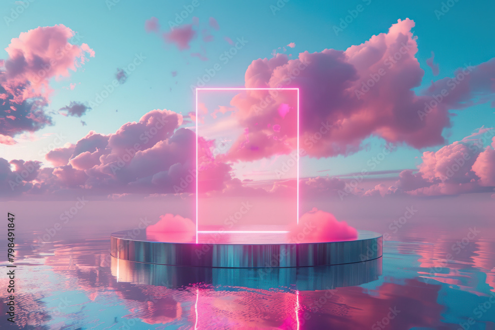pink clouds in the sky In the style of hyper-realistic sci-fi fantasy ...
