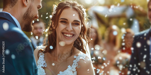 happy beautiful bride and groom, generative AI